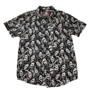 Lurking Class by Sketchy Tank Grim Reaper Button Down Short Sleeve Shirt Size M
